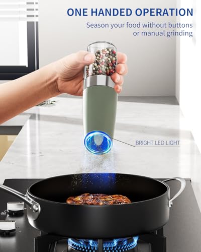 Gravity Electric Salt and Pepper Grinder Set Automatic Salt and Pepper Grinder Set with LED Light (2 Count)