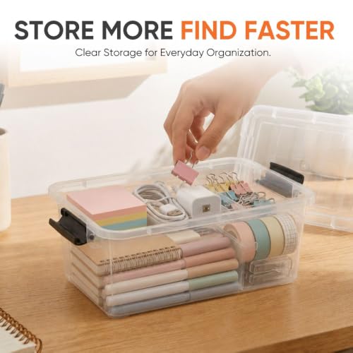 1.05 Quart Mini Clear Plastic Storage Container with Lid (12 Count)