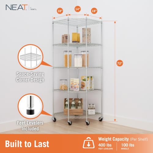 5 Tier Adjustable Wire Shelving with Wheels