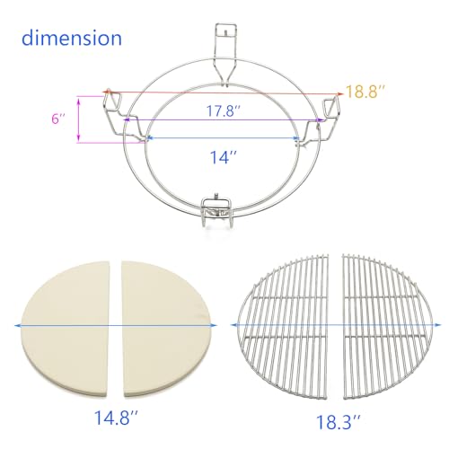 Cooking Grates with Ceramic Heat Deflectors System for Kamado Joe Classic
