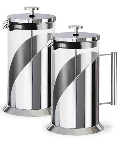 Stainless Steel French Press Coffee Maker 34 oz (2 Count)