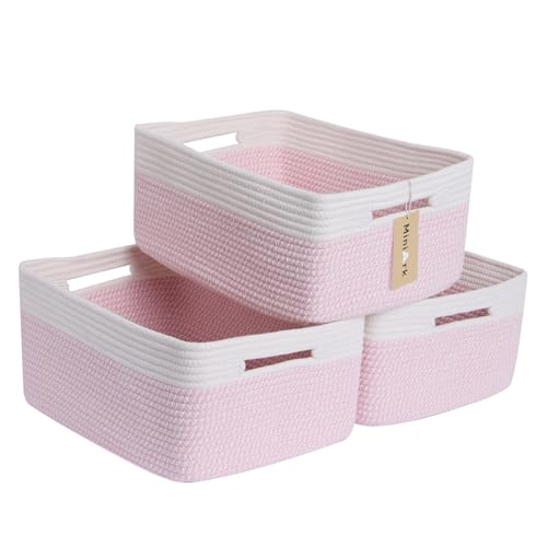 Woven Pink Cotton Storage Baskets (3 Count)