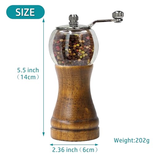 Salt and Pepper Grinder Set Wooden Manual Pepper Mill Fresh Ground Spices