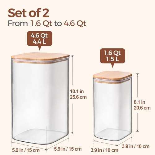 Glass Storage Containers with Bamboo Lids 1.6 (2 Count)