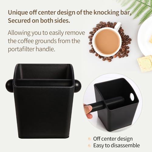 Knock Box Square High Sidewall Design Espresso Knock Box Tamping Mat Espresso Machine Accessories Set of 2 with Removable Knock Bar and Anti (2 Count)