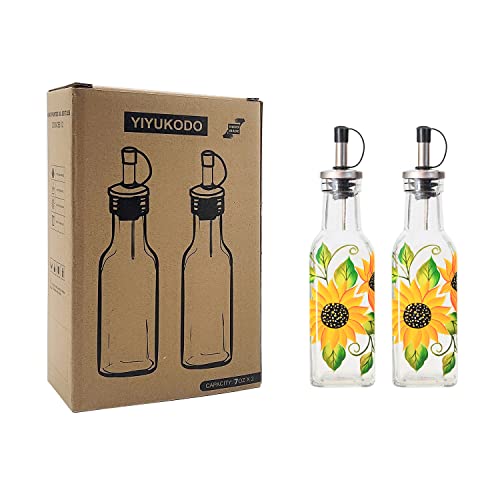 7oz Hand Painted Glass Olive Oil Bottle Dispenser