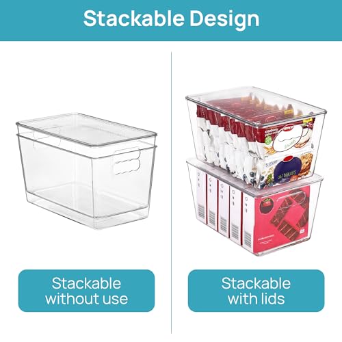 2 Pack Clear Stackable Storage Bins with Lids and Handles (2 Count)