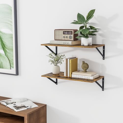 24W x 12D Deep Floating Shelves Set of 2 Rustic Brown (2 Count)