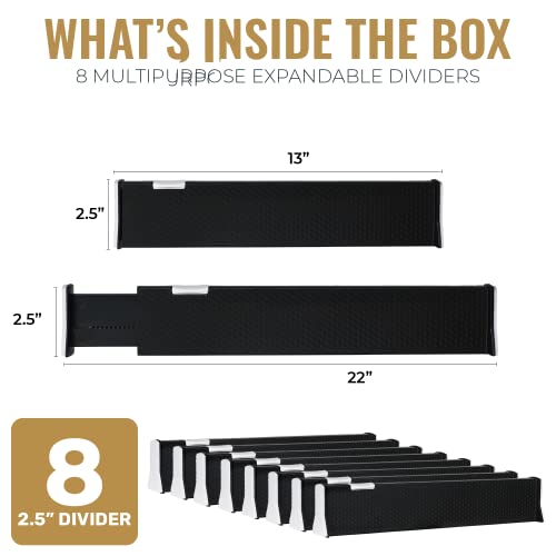 Adjustable Drawer Dividers 8 Pack (8 Count)
