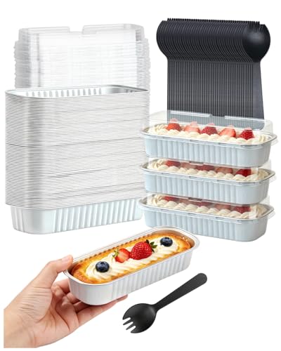 Mini Loaf Pans with Lids 100 Pack (6.8 Fl Oz)