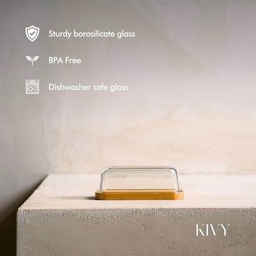 Glass butter dish with airtight lid that keeps butter soft