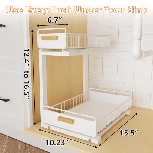 2 Pack Under Sink Organizer with Ball Bearing Sliding Drawer (2 Count)