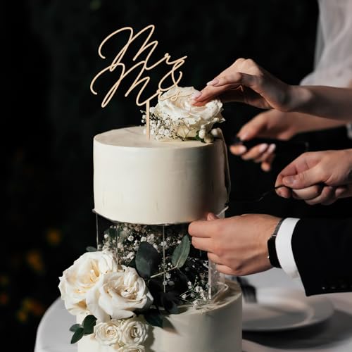 Mr & Mrs Wedding Cake Topper in Wood