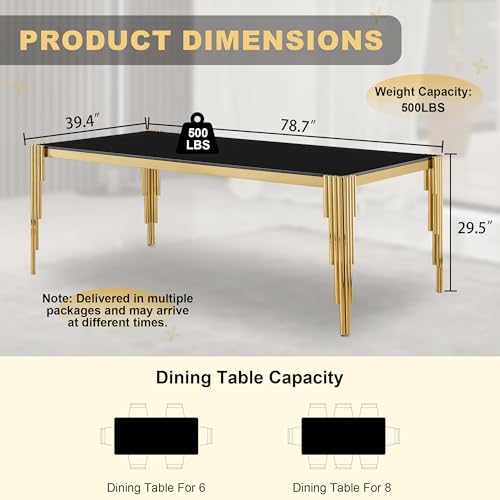 78'' Modern Glass Dining Table for 6