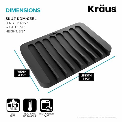 Self Draining Silicone Dish Drying Mat and Silicone Soap Dish Holder for Bathroom or Kitchen Counter in Dark Grey