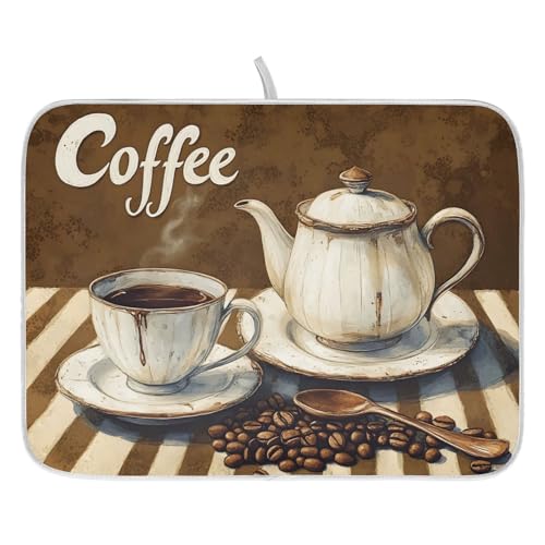 Coffee Themed Dish Drying Mat for Kitchen Counter Absorbent Microfiber Large Drying Pad Dish Mats for Kitchen Countertops 18 x 24 Inch243