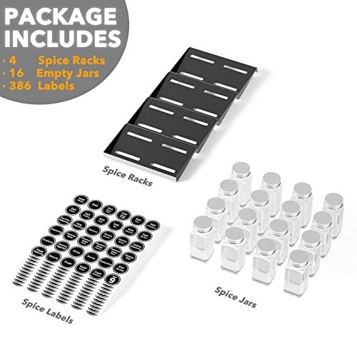 Spice Drawer Organizer with 16 Spice Jars