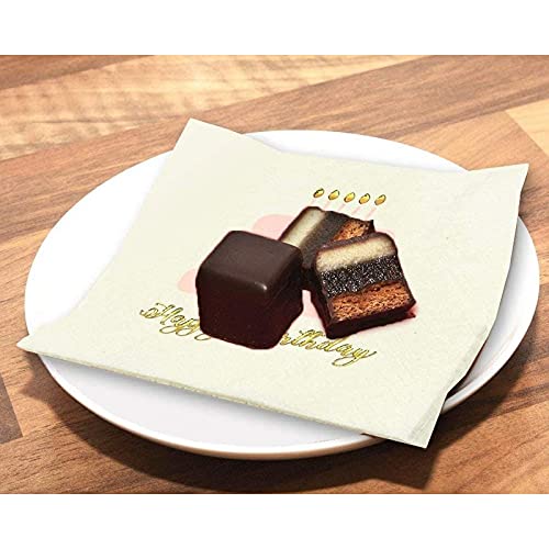 50 Pack Happy Birthday Cocktail Napkins for Women with Gold Foil Accents (50 Count)
