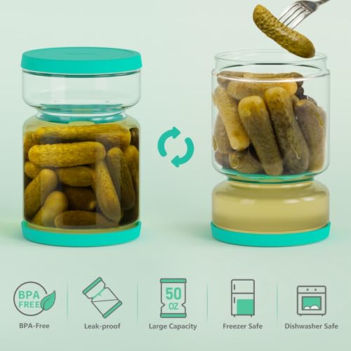 Glass Pickle Container with Strainer