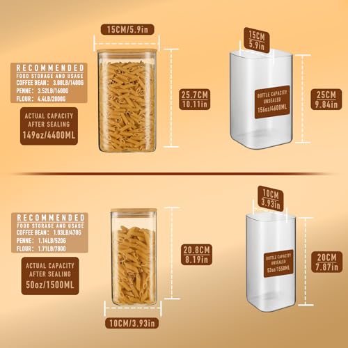 50oz 149oz Square Glass Storage Containers with Lids 2 (2 Count)