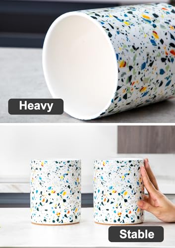 Ceramic Kitchen Utensil Holder for Countertop 6.4" Marble Pattern (18 Count)