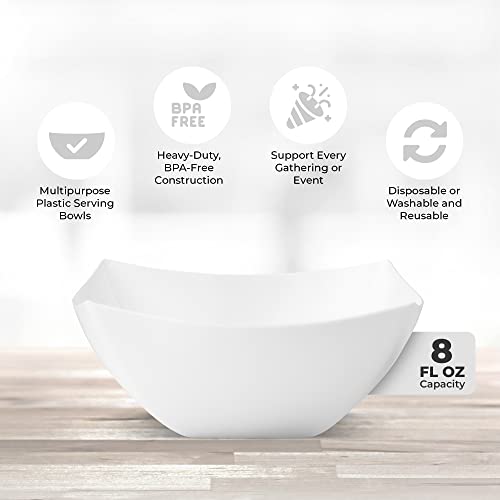 4 Pack Disposable White Plastic Serving Bowls 4 Square Party Candy Use 8oz (4 Count)
