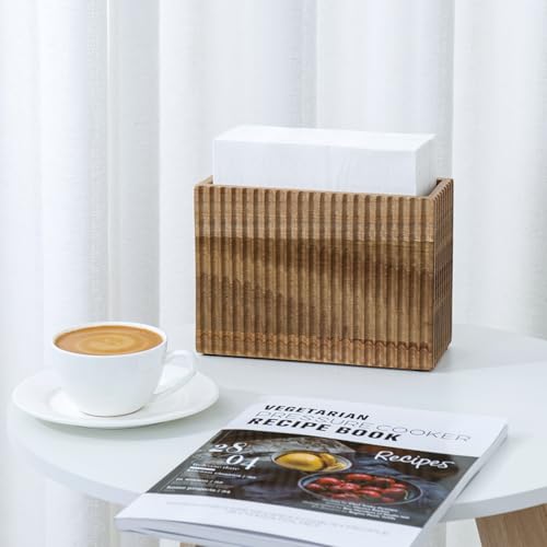 Fluted Premium Solid Acacia Wood Napkin Holder Rack Stand