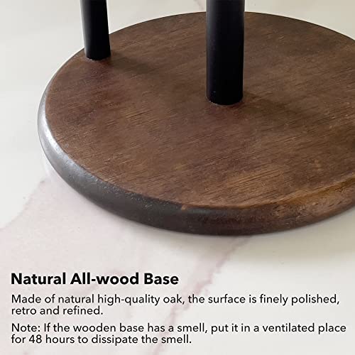 Paper Towel Holder Countertop with Real Wood Round Base