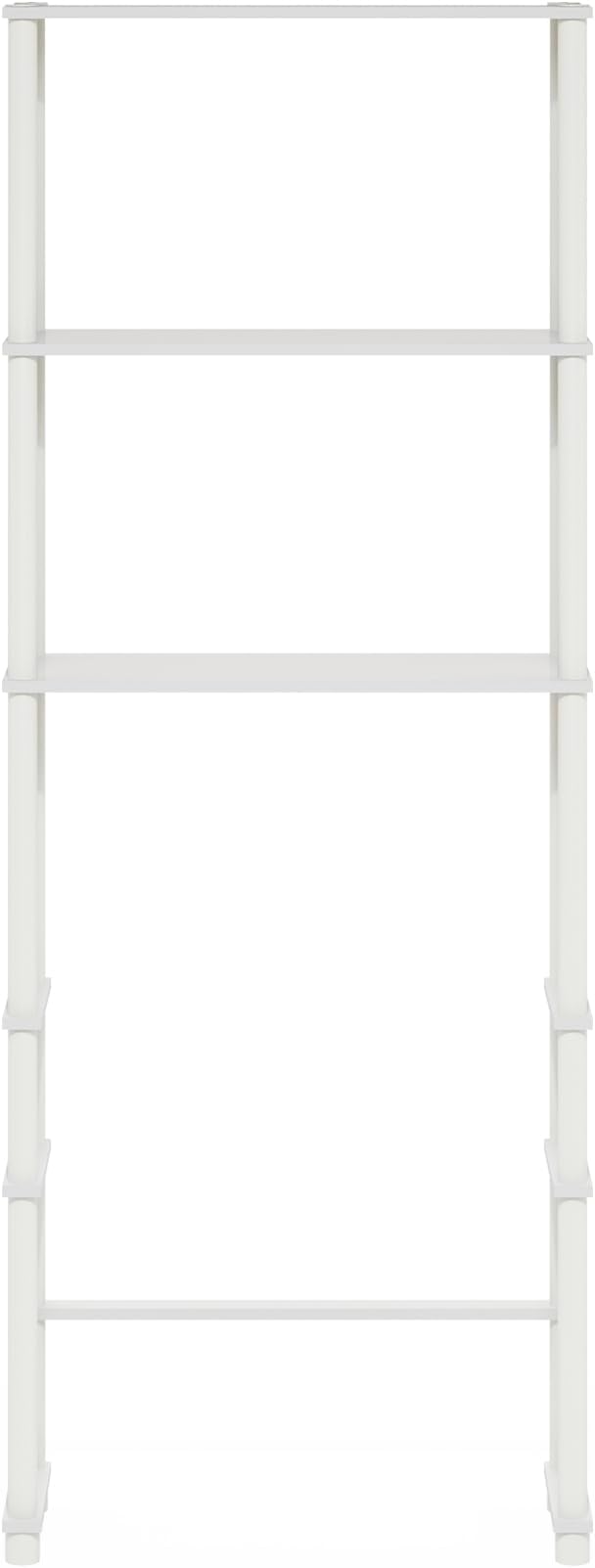 Furinno Turn-N-Tube Over The Toilet Storage, 3-Shelf Over The Toilet Organizer, Freestanding Space Saver Bathroom Shelf, for Bathroom Organizers and Storage, White