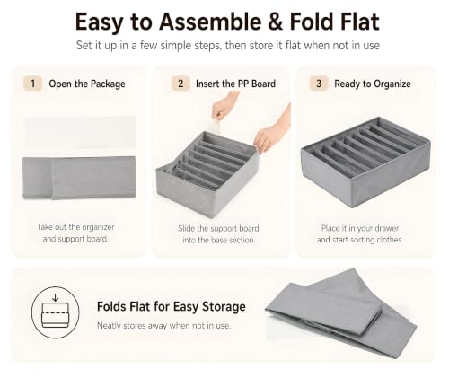 4 Pack Drawer Organizers for Clothing (4 Count)
