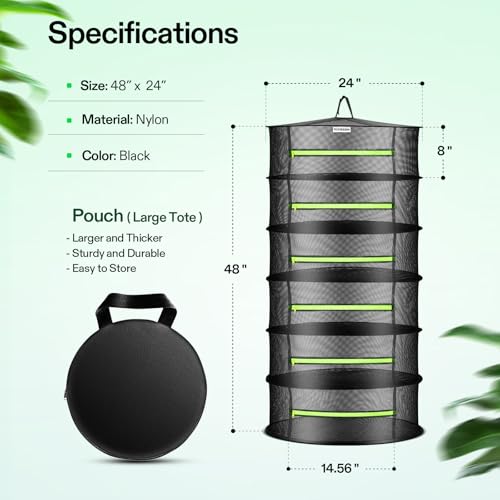 2-Pack 6-Layer Mesh Drying Rack Hanging Design with Green Zippers for Dehydrating, Indoor and Outdoor (Pruning Shears Included) (2 Count)