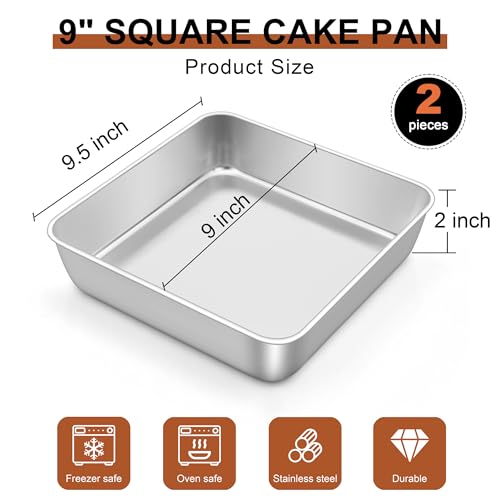 2 PCS 9 x 9 Inch Square Cake Pan (18.49 Count)
