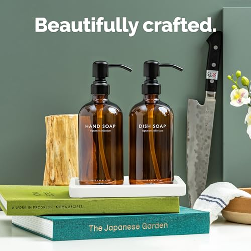 Amber Glass Soap Dispenser Set (2 Count)
