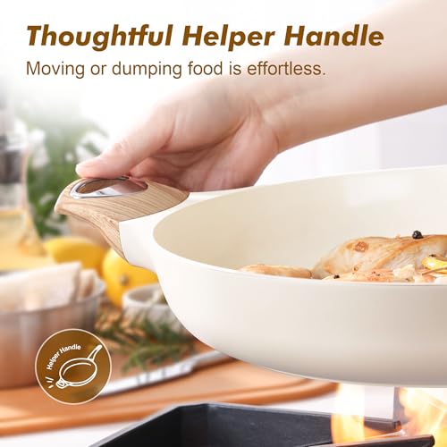 12.5in Ceramic Nonstick Frying Pan Paella Pan