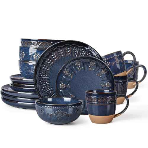 16 Piece Handcrafted Ceramic Dinnerware Set with Mugs