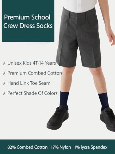 Unisex Kids Boys Girls Soft Cotton School Socks 10 (6 Count)