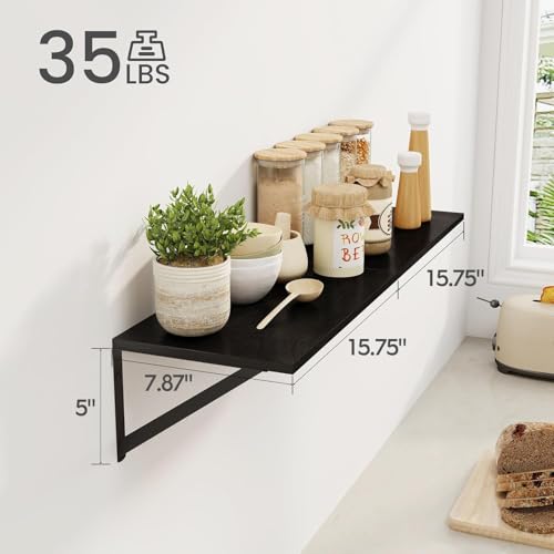 Black Deep Floating Shelves for Wall