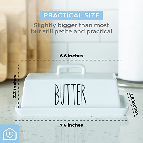 Porcelain Covered Butter Dish with Lid for Countertop