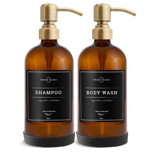 Amber Glass Soap Dispenser (2 Count)
