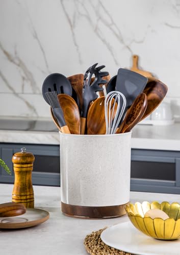 Ceramic Rotating Kitchen Utensil Holder for Countertop