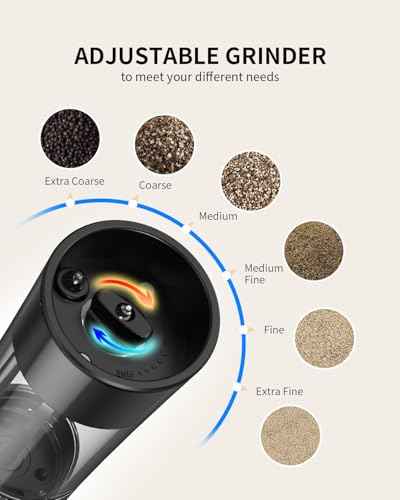 Rechargeable Gravity Electric Salt and Pepper Grinder Set Automatic Stainless Steels Salt and Pepper Mills with LED Light (2 Count)