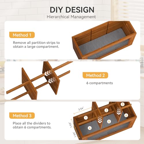 Bamboo Kitchen Utensil Holder with Drying Stone and 6 Compartments