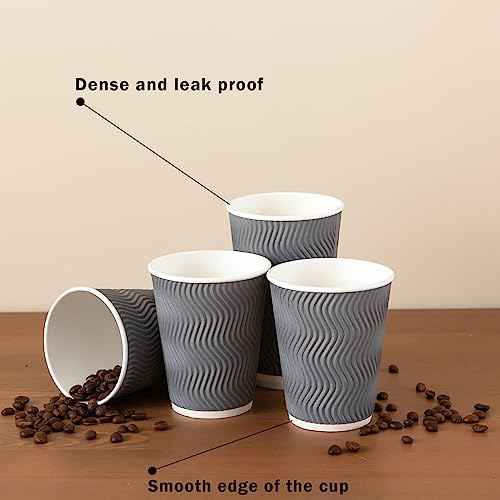 150 Pack 8 oz Coffee Cups Disposable Insulated Paper Cup Gray (150 Count)