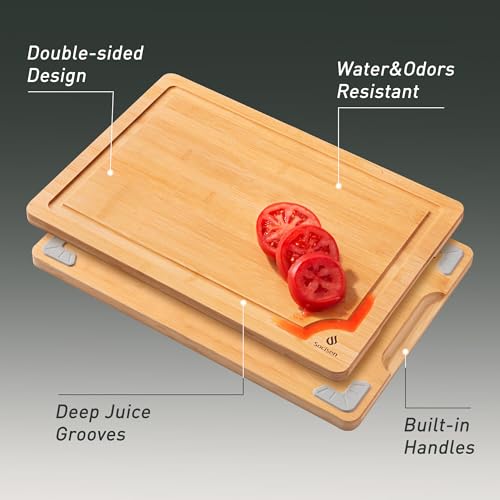 Bamboo Cutting Board Set Non Slip Feet Over Sink Chopping Board Christmas Xmas Birthday Day Gifts Ideas Grandmother Gigi Granny Nana Glamma Mawmaw Yaya Abuela Abuelita Mamaw Mimi Nonna Oma Meme (2 Count)