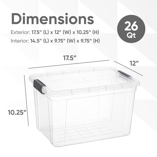26.5 Quart Clear Plastic Storage Boxes with Lids (6 Count)