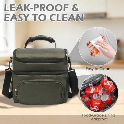 Double Layer Cooler Insulated Lunch Bag Adult Lunch Box Large Tote Bag for Men (2 Count)