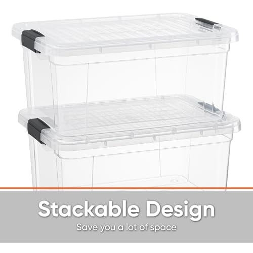 21 Quart Clear Plastic Storage Boxes with Lids
