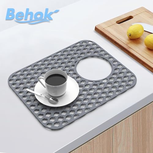 2 Pack Silicone Sink Protector Mat for Kitchen Sink Rear Drian Gray