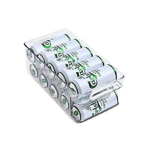 Upgrade 2 Tier Rolling Soda Can Storage Organizer for Tall Skinny Soda