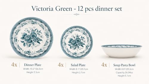 Royal 12 Piece Porcelain Dinnerware Set for 4